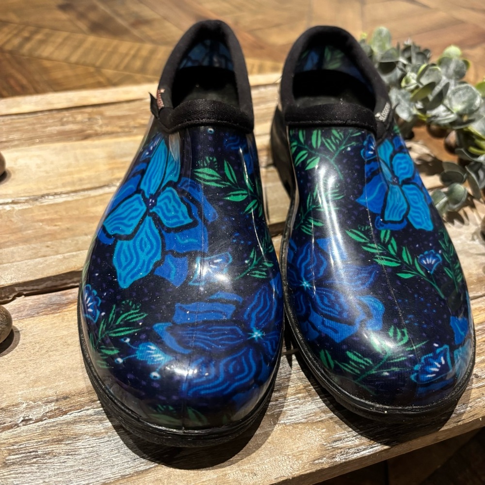 SLOGGERS WATERPROOF COMFORT Rain Garden Spring Surprise Blue Shoes Made In USA - Picture 4 of 10